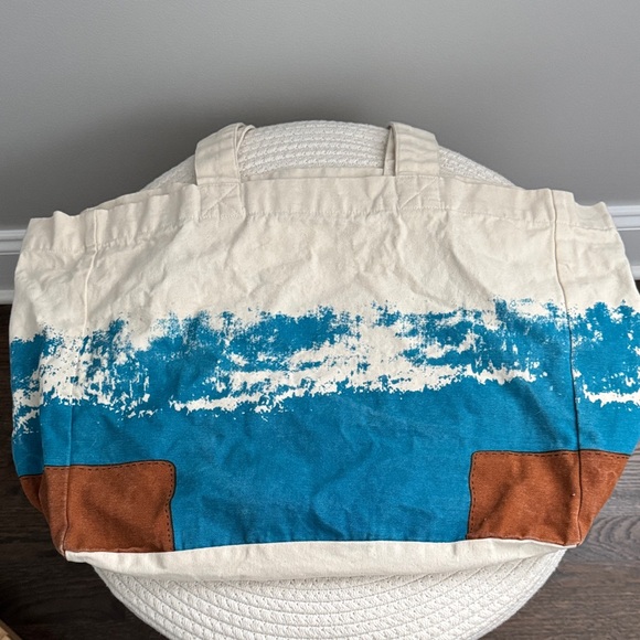 Tory Burch Cream and Blue Cloth Tote - Picture 4 of 6